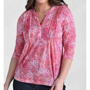 Christopher & Banks Y-Neck Burnout Top 2X Fandango Pink Plus NWT